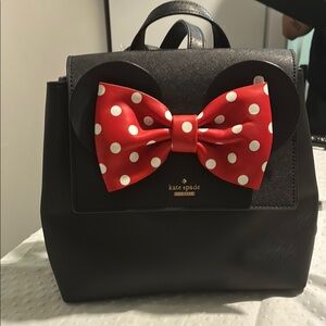 Kate Spade Black Backpack with Red Polka Dot Bow Minnie Mouse